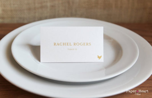 Custom Wedding Place Card and Escort Cards with Food Indicators